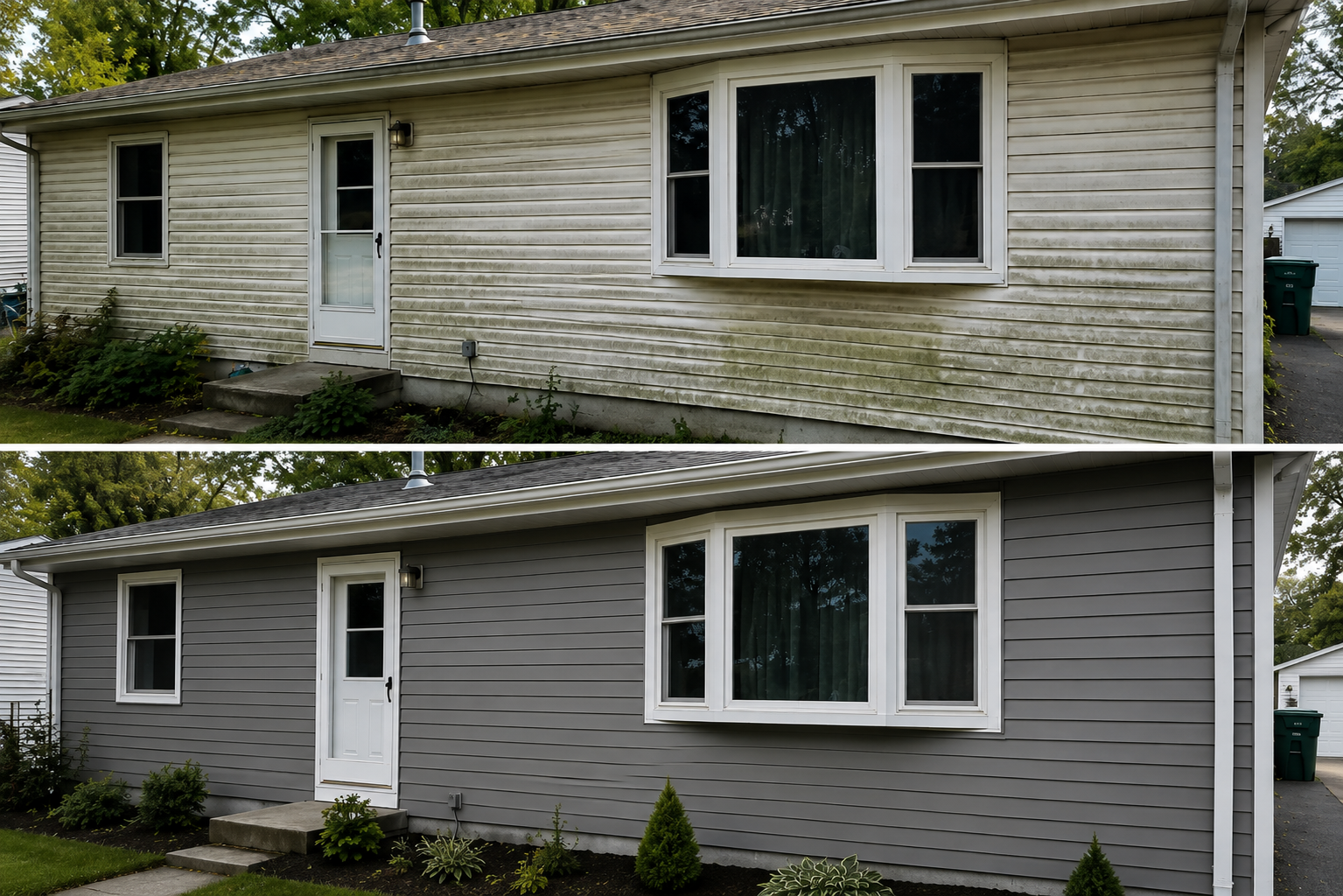 Siding replacement before and after
